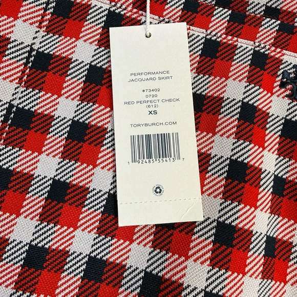 Tory Burch Sport Skirt Skort Womens Jacquard Red Blue Check Pockets XS NWT - Picture 4 of 11